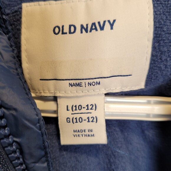 Boys Hooded Puffer Jacket w/ Fleece Lining - NAVY- Size L (10-12) - Picture 3 of 3